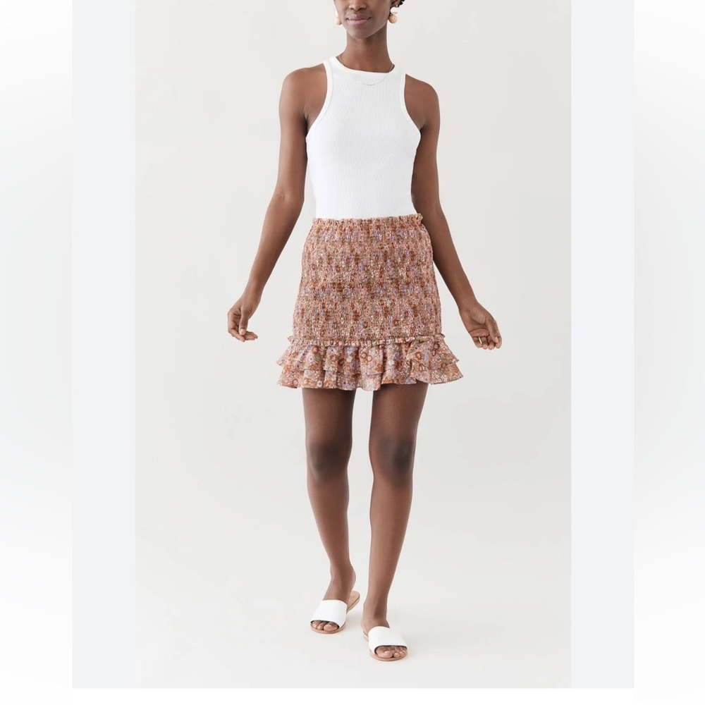 Veronica Beard Melodie Miniskirt in Coral Floral Print - Picture 2 of 6